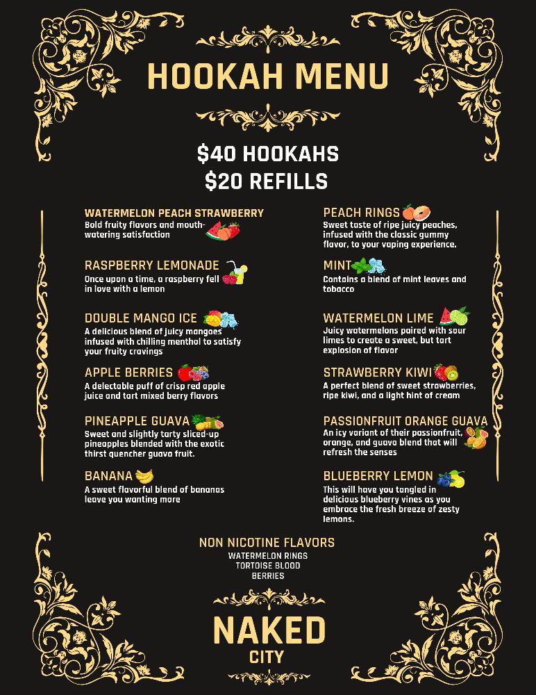 Hokkah menu poster - My naked city